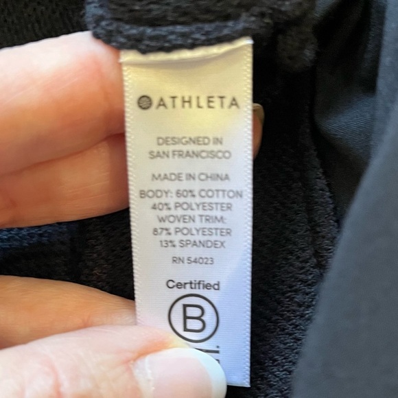 Athleta Sweater Jacket Size Small Black Zip Front Sporty Varsity Preppy Fall - Picture 11 of 12